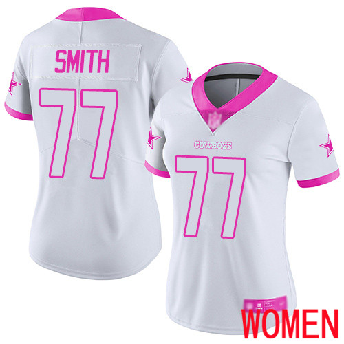 Women Dallas Cowboys Limited White Pink Tyron Smith #77 Rush Fashion NFL Jersey->youth nfl jersey->Youth Jersey
